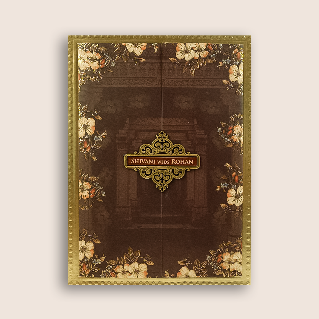 Brown Embossed Floral Marriage Invitation - KVN07950