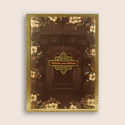 Brown Embossed Floral Marriage Invitation - KVN07950
