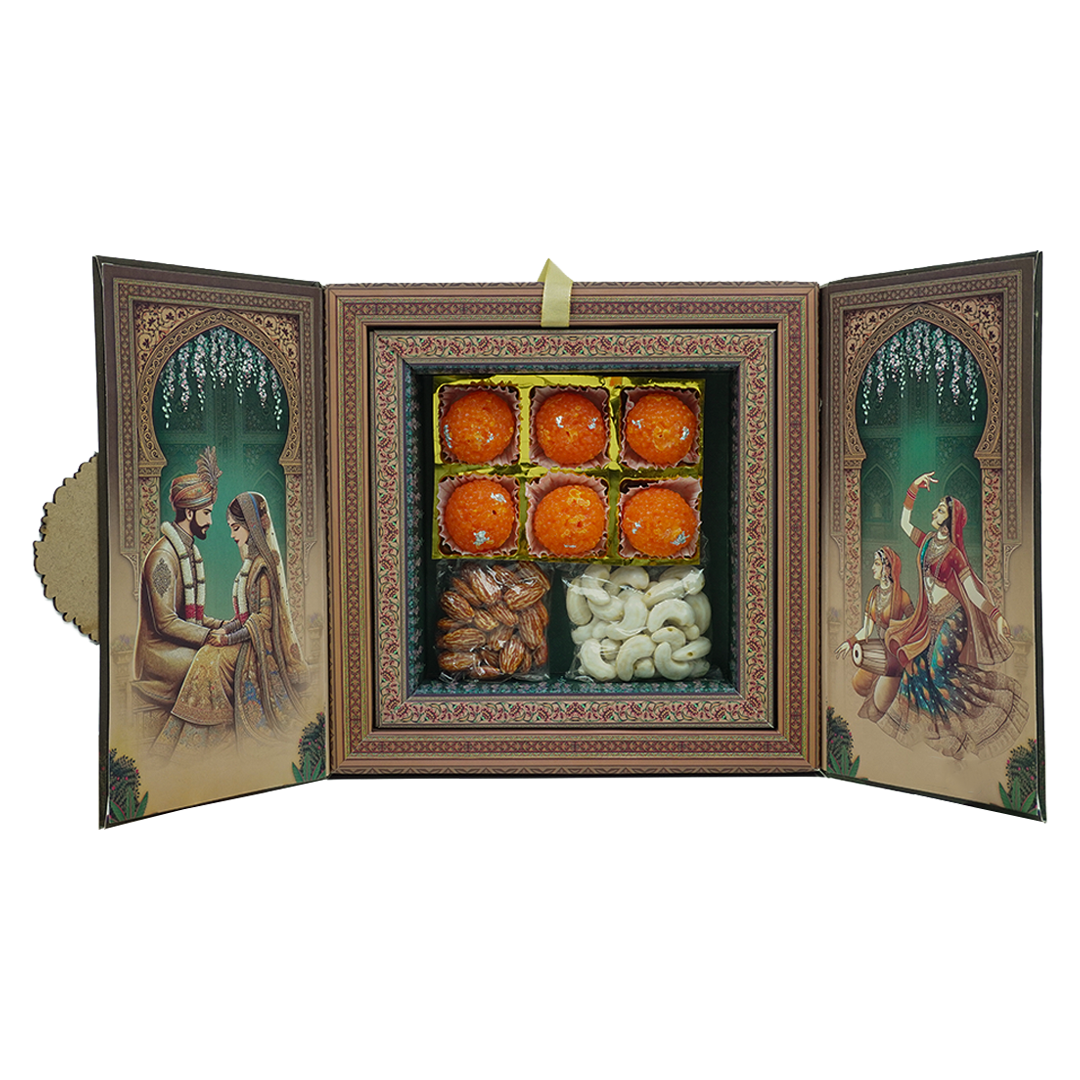 Brown Bride Groom Luxury Invitation Box - KRB09950