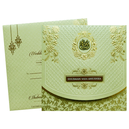 Elegant Gold Embossed Wedding Invitation Card-KRB09130