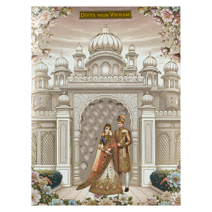 Pink Palace Couple Wedding Card-KNZT2302