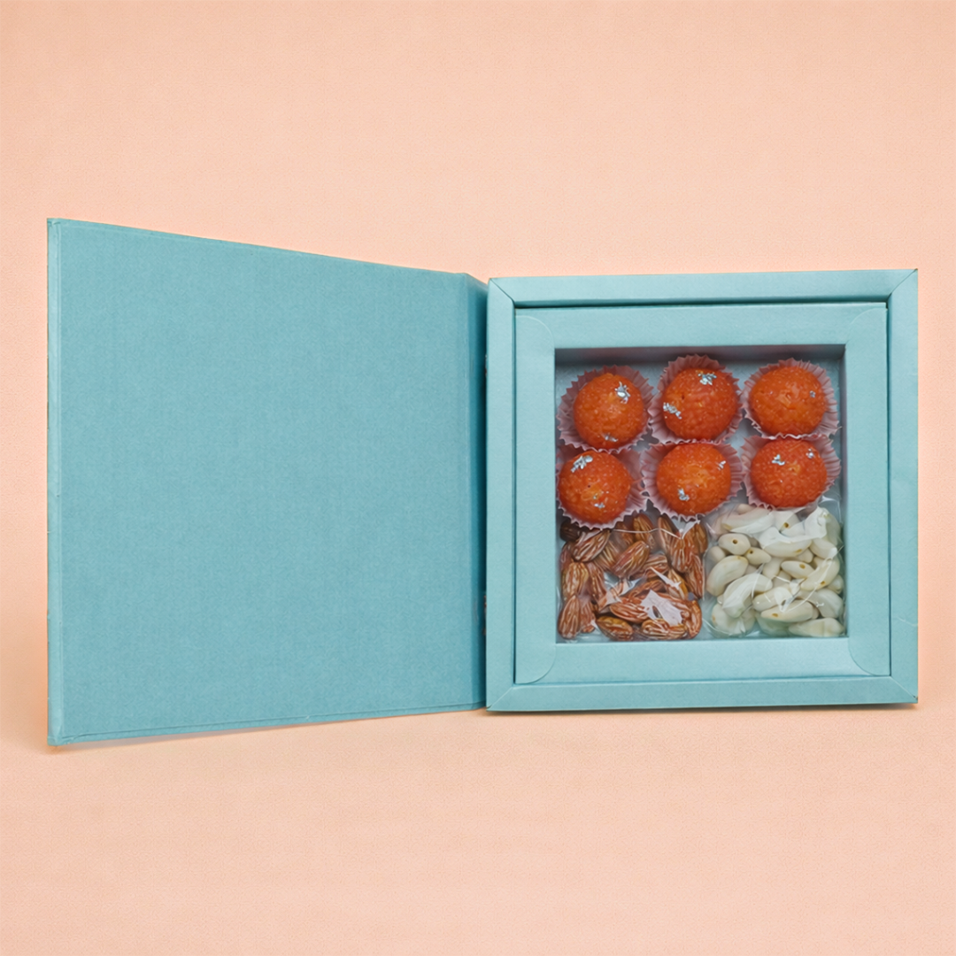 Blue Gold Foiling Design Box Invitation Card-KNK8902B