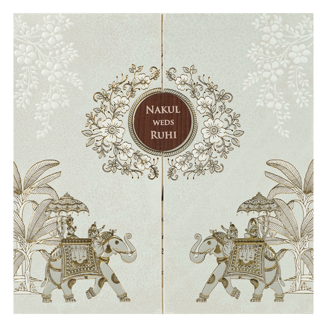 White Elephant Procession Wedding card-KRE28580