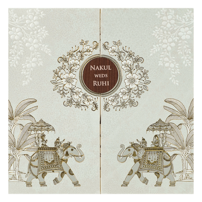 White Elephant Procession Wedding card-KRE28580