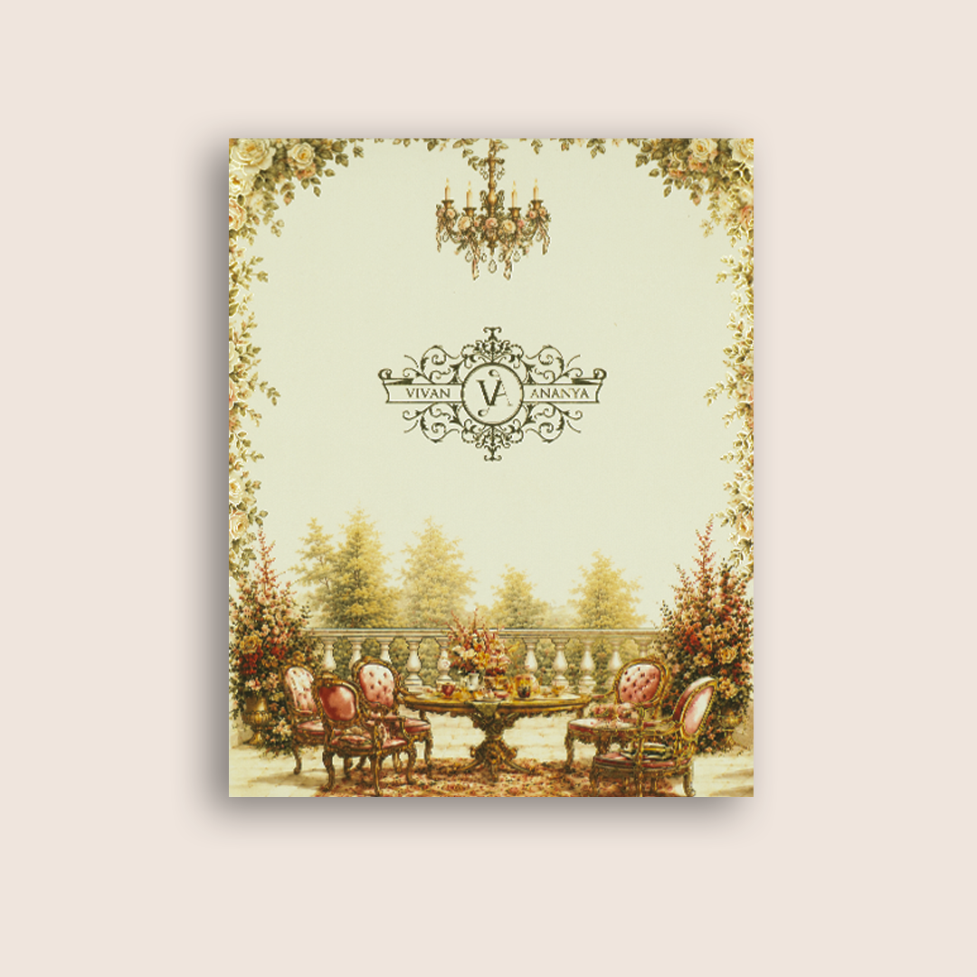 White MDF Laser Cut Floral Premium Wedding Invitation - KNLW202575