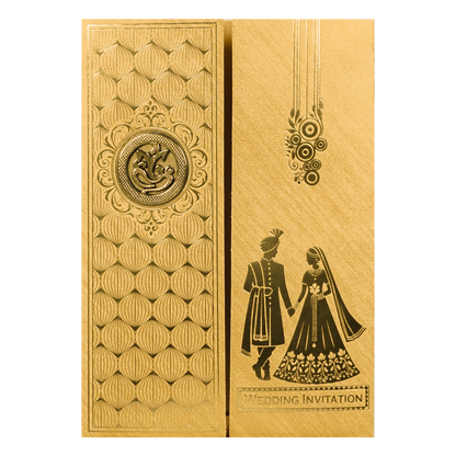 Gold Couple Gatefold Wedding Card-KNCM045G