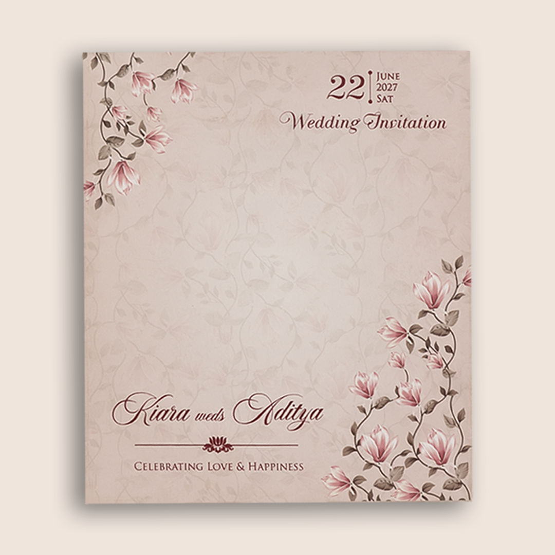 Pastel Pink Lilly Flower Laser Cut Wedding Invitation - KFR17210