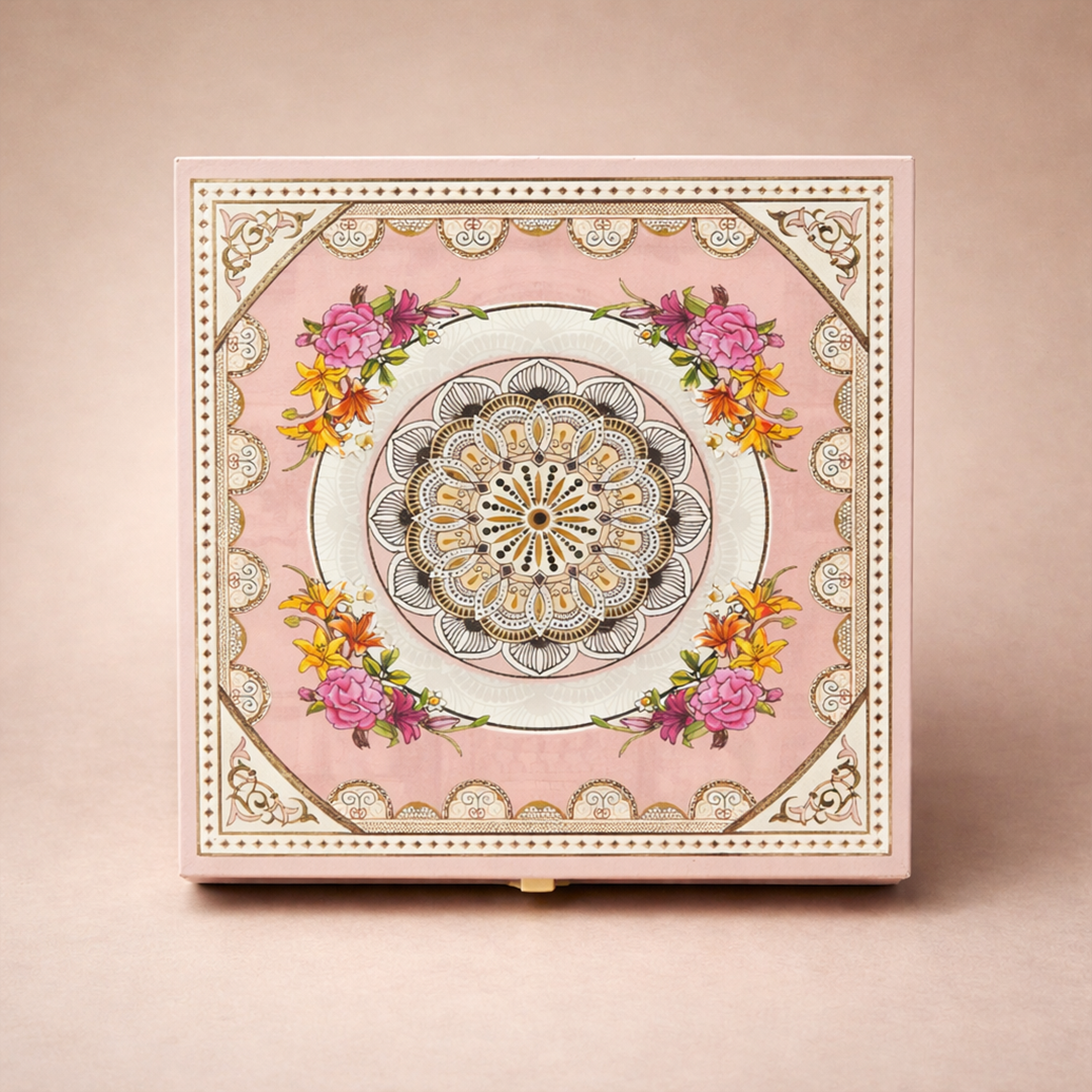 Pastel Peach Mandala Luxury Sweet Jar Box-KBX10105