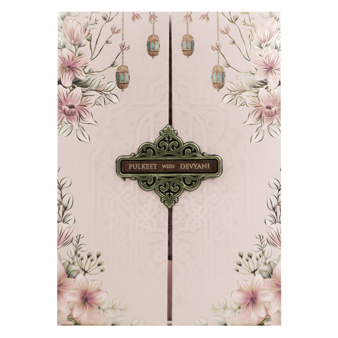 Lavender Floral Padded Wedding Card-KJTS1768