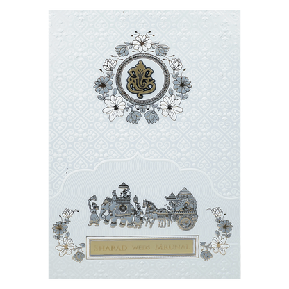 Check out White Embossed Procession Wedding at best price.WhatsApp Support |Express Delivery|King of cards.