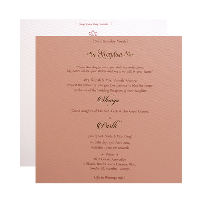 Pink Floral Padded Wedding Card - KMMWD1122