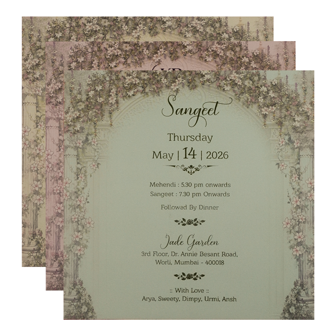 Lavender Floral Arch Padded Wedding Card-KSI64290