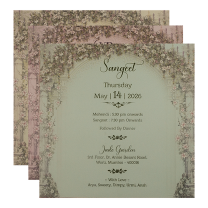 Lavender Floral Arch Padded Wedding Card-KSI64290