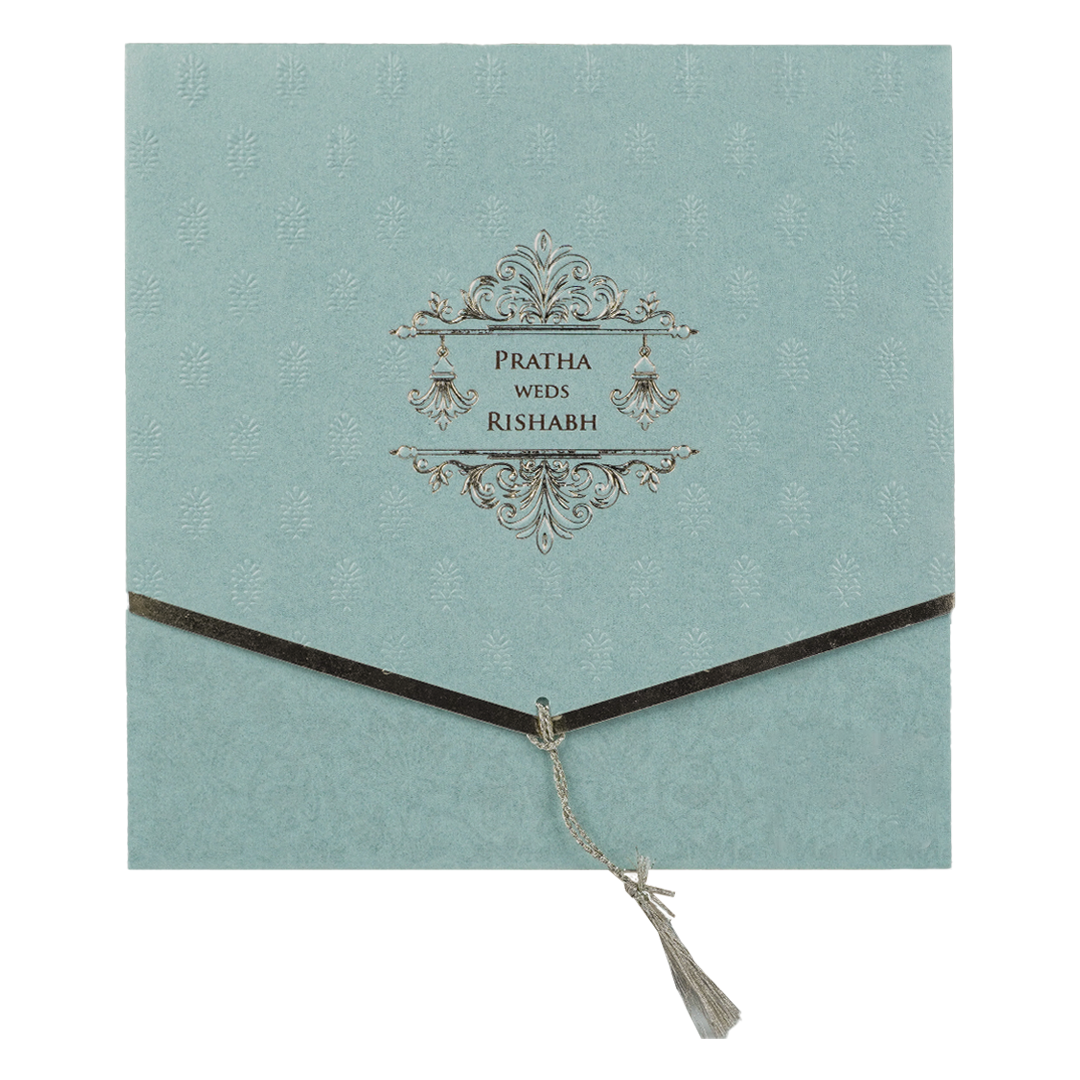 Sky Blue Tassel Envelope Wedding Card-KPR06180