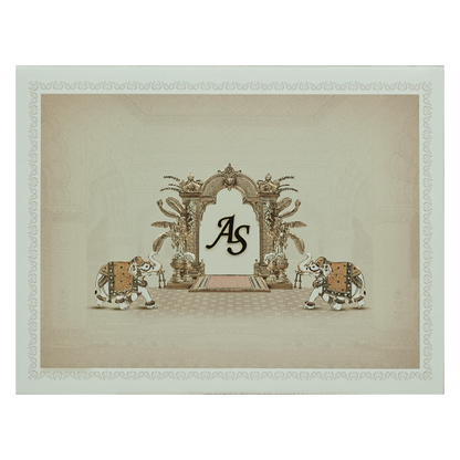 Cream Padded Elephant Wedding Card-KRC31090