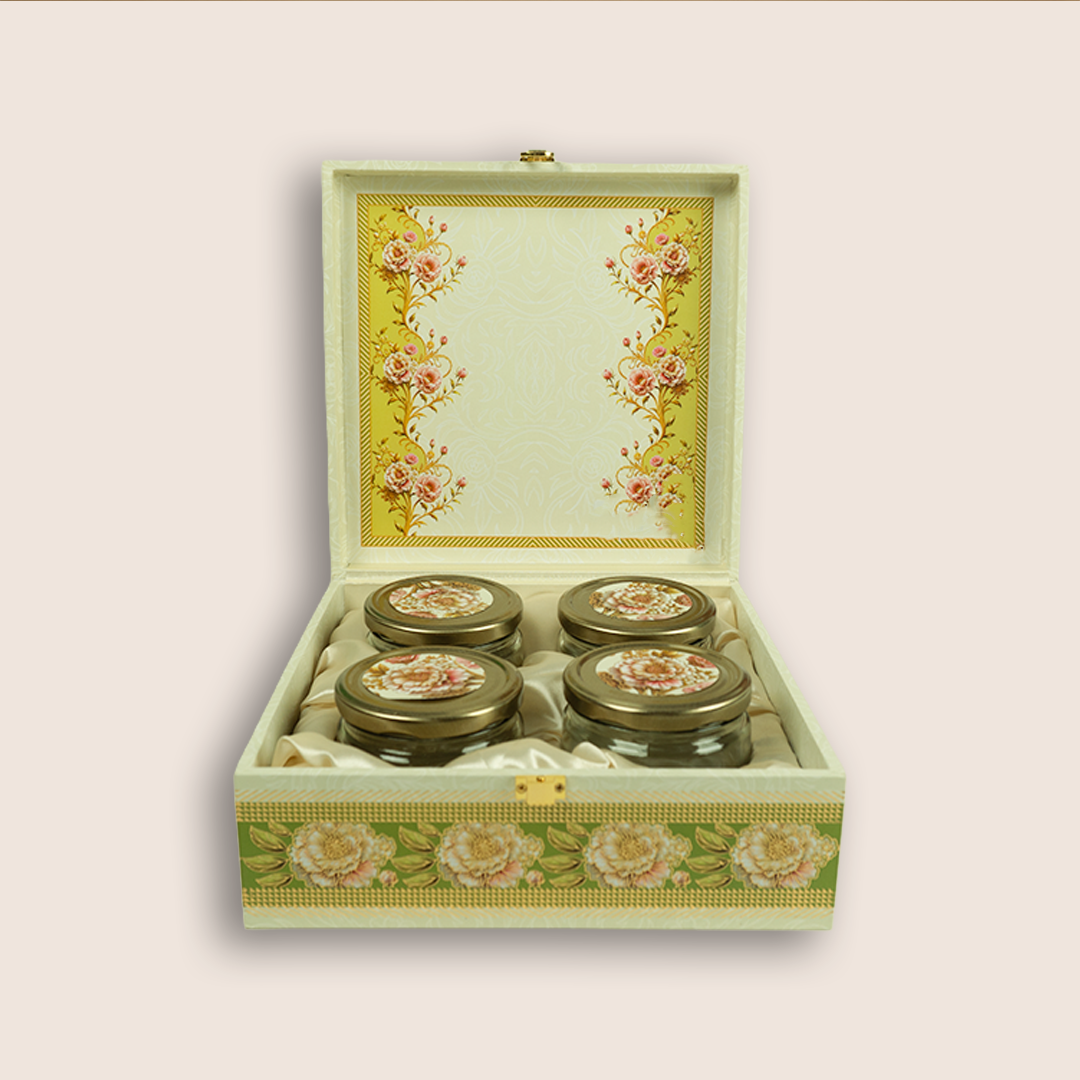 White Elegant Floral Luxury Sweet Jar Box - KBX27017