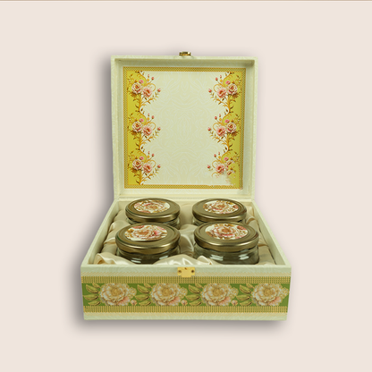 White Elegant Floral Luxury Sweet Jar Box - KBX27017