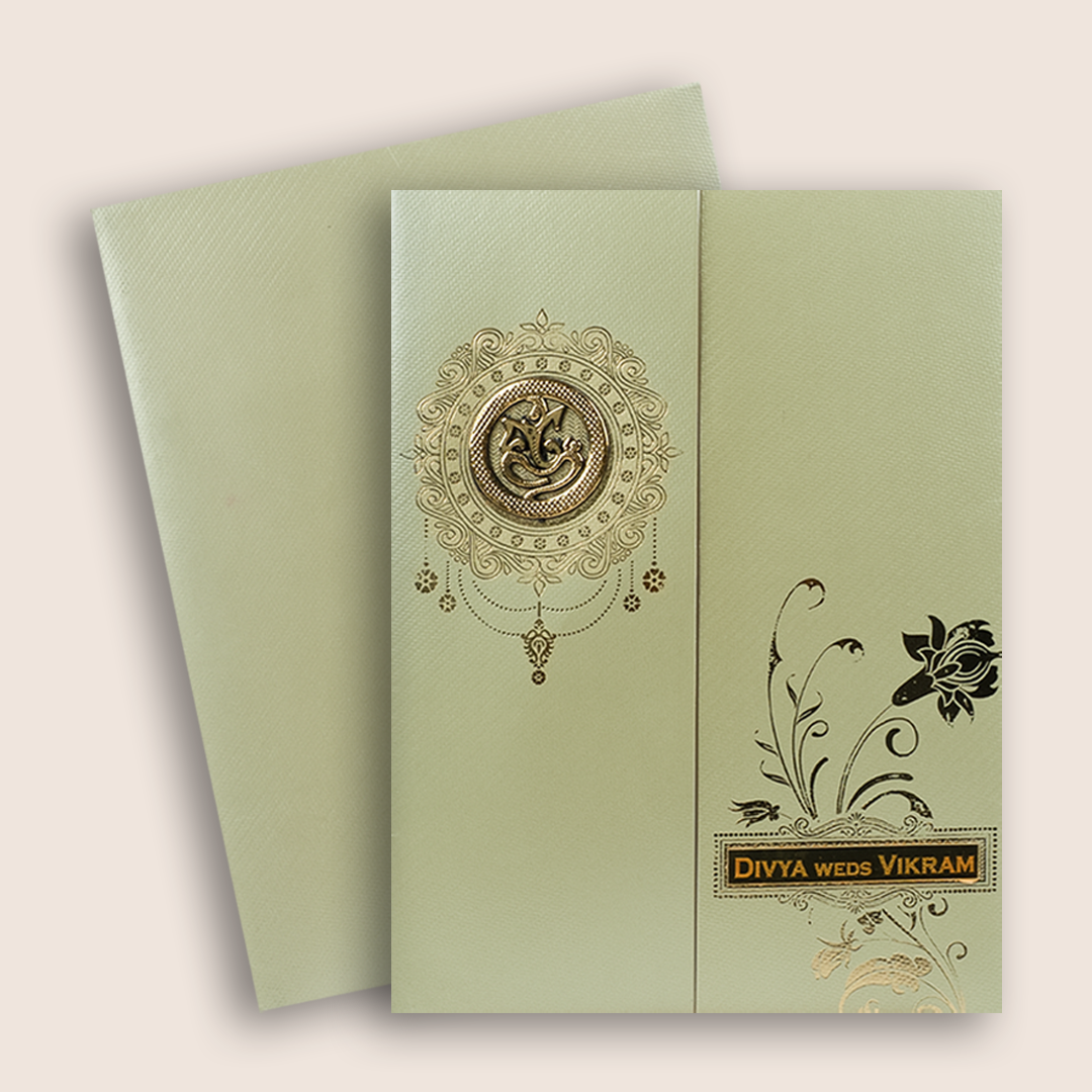 Olive Green Floral Door style Invitation Card - KNK8701LG