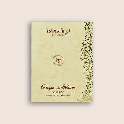 Cream Floral Single Sheet Marriage Invitation - KNPD1749