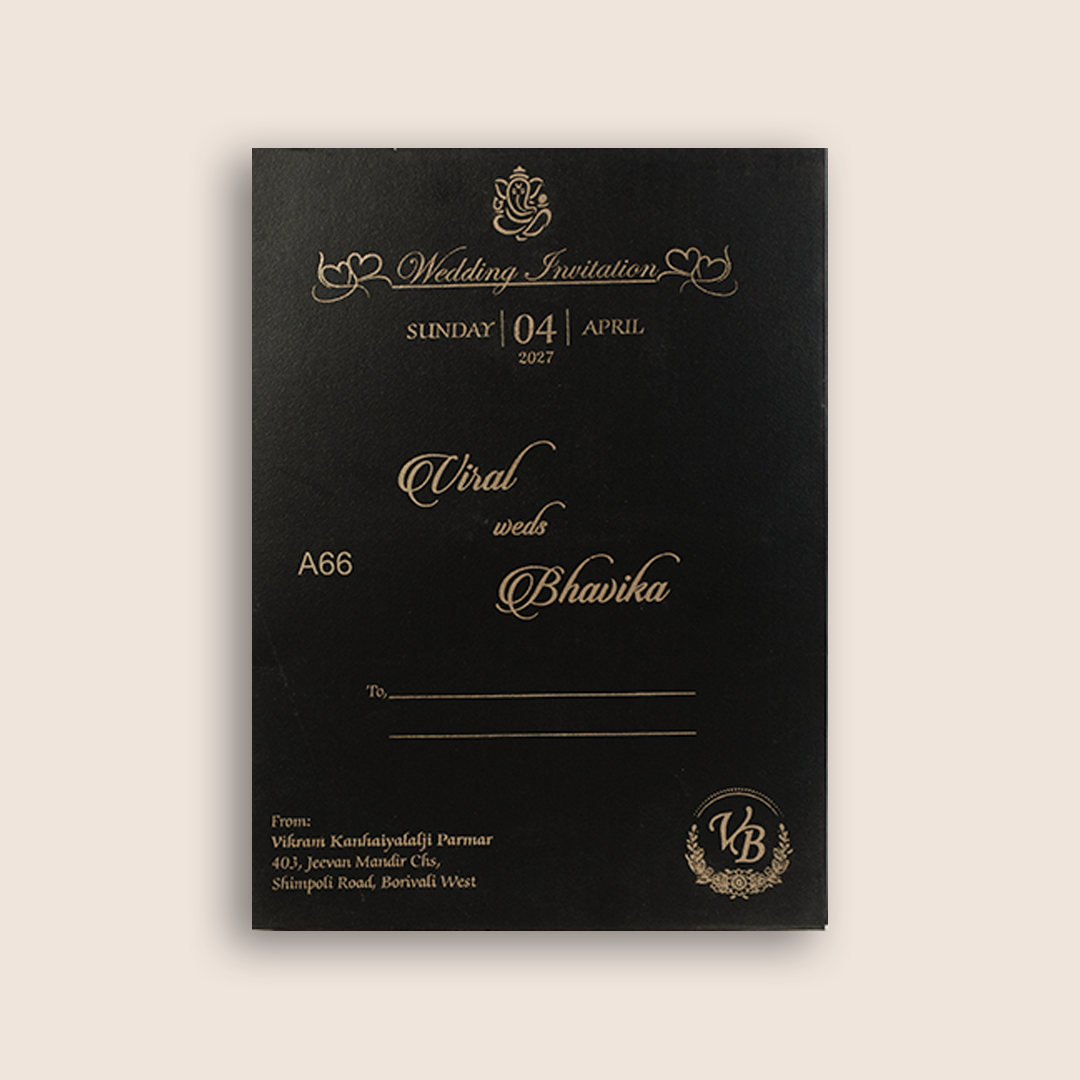 Black Floral Wedding Invitation - KMARA660