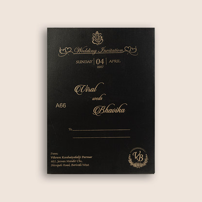 Black Floral Wedding Invitation - KMARA660