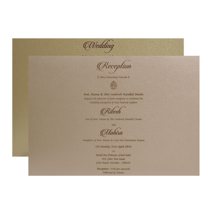 Royal Blue Gold Floral Padded Wedding Card - KMMWD1152