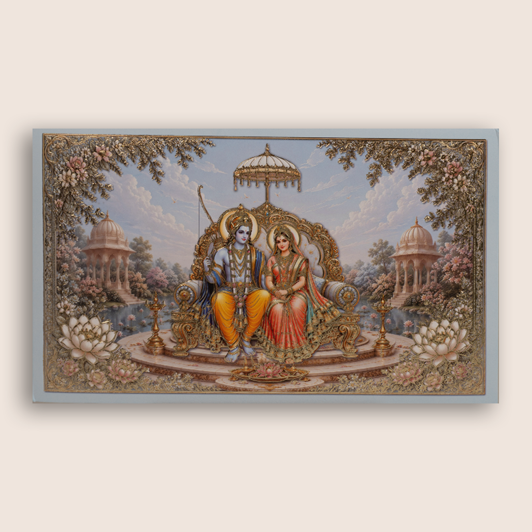 Pastel Blue Lord Rama Sita Wedding Invitation - KPR07030