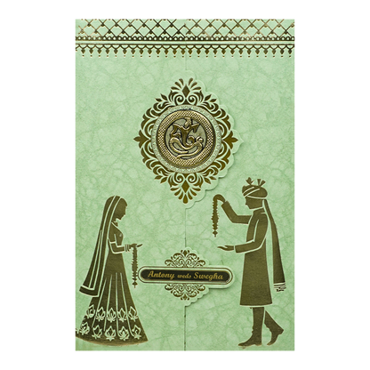 Green Door Style Bride Groom Wedding Card-KNK3602GN