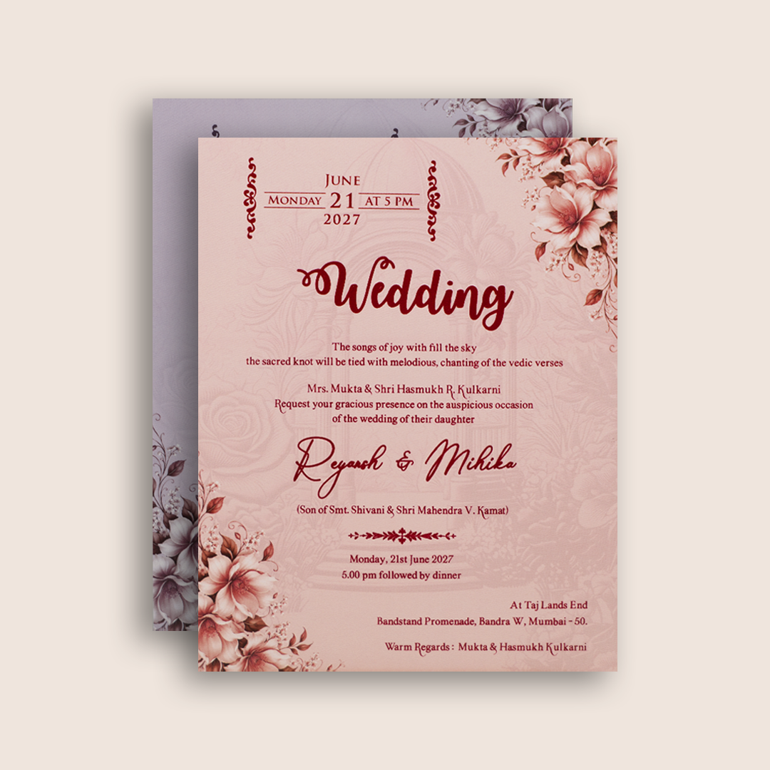 Pastel Blue Bride Groom Padded Invitation Card - KPR07270