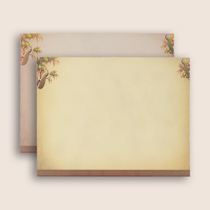 Cream Peacock Flute Wedding Card - KAA05280