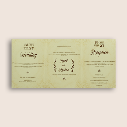 Beige Floral Laser Cut Bag Style Invitation Card - KPR07180