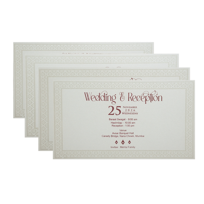 Ivory Lotus Gold Foil Luxury Wedding Invitation Card-KPR24600