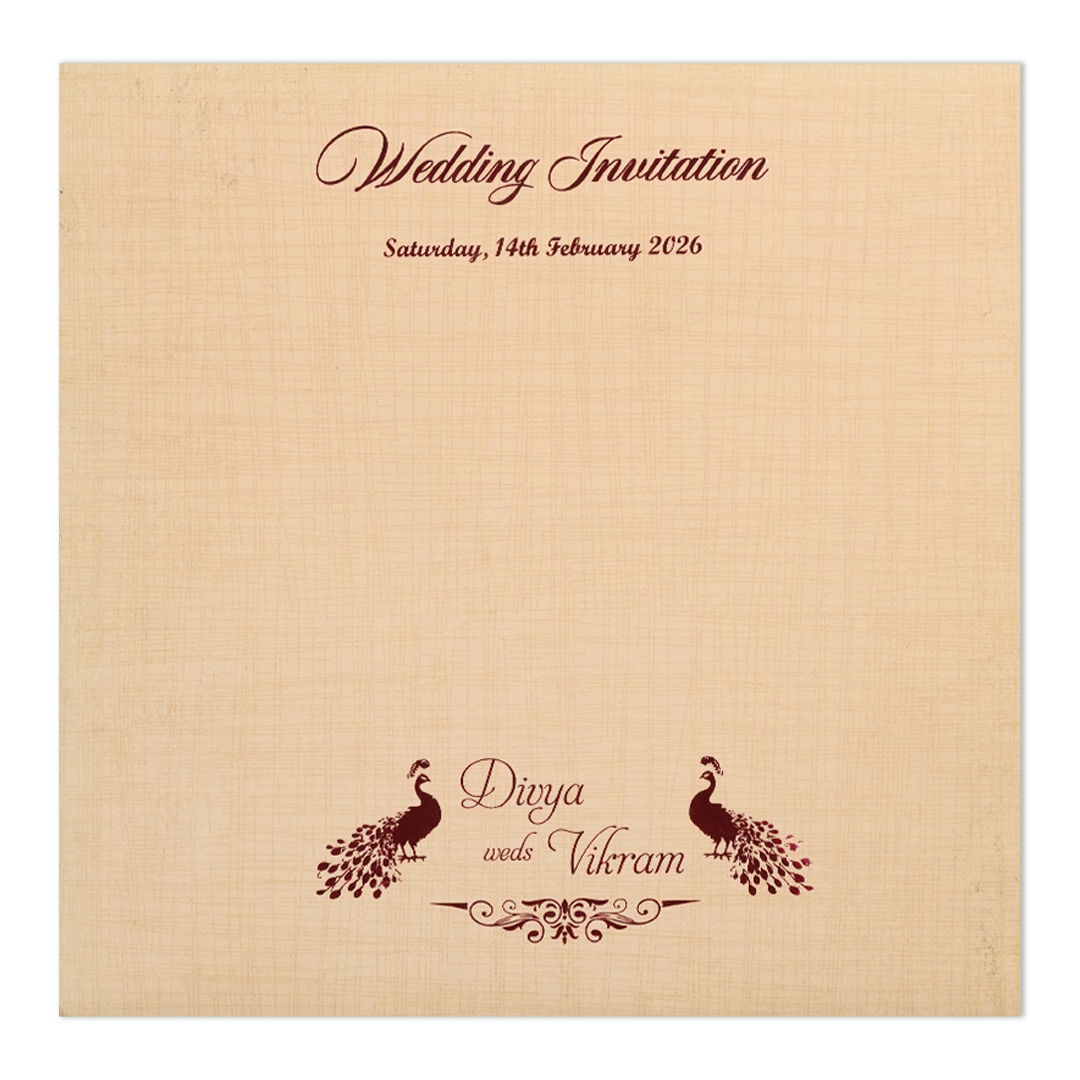 Cream Gold Foil Pattern Wedding Card-KNRP4345S