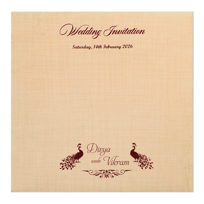 Cream Gold Foil Pattern Wedding Card-KNRP4345S