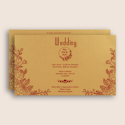 Gold Embossed Floral Wedding Card - KPR07550