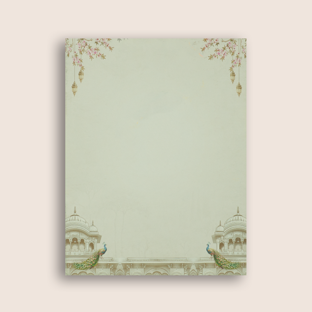 Grey Floral Palace Wedding Card - KAA05040