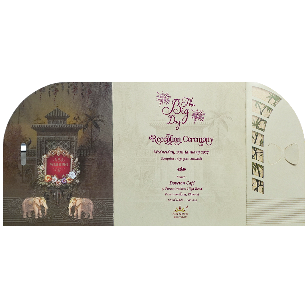 Brown Floral Palace Wedding Card - KNTH9612S