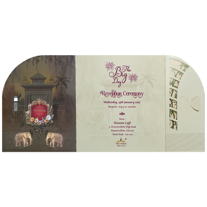 Brown Floral Palace Wedding Card - KNTH9612S