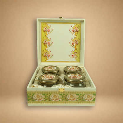 White Elegant Floral Luxury Sweet Jar Box - KBX27017