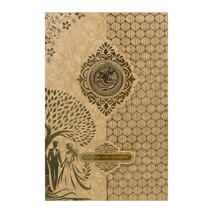 Gold Door Style Floral Bride Groom Wedding Card-KNK3603BR