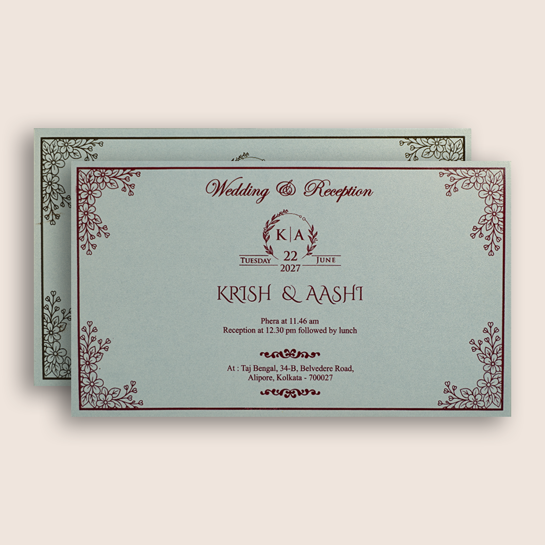 Light Grey Floral Pattern Wedding Card - KPR07500