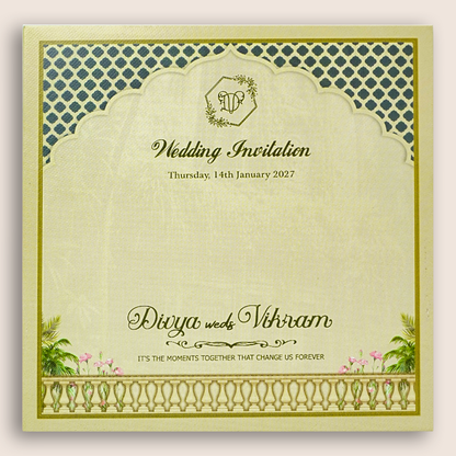 Green Bride Groom Wedding Card - KNKD8114