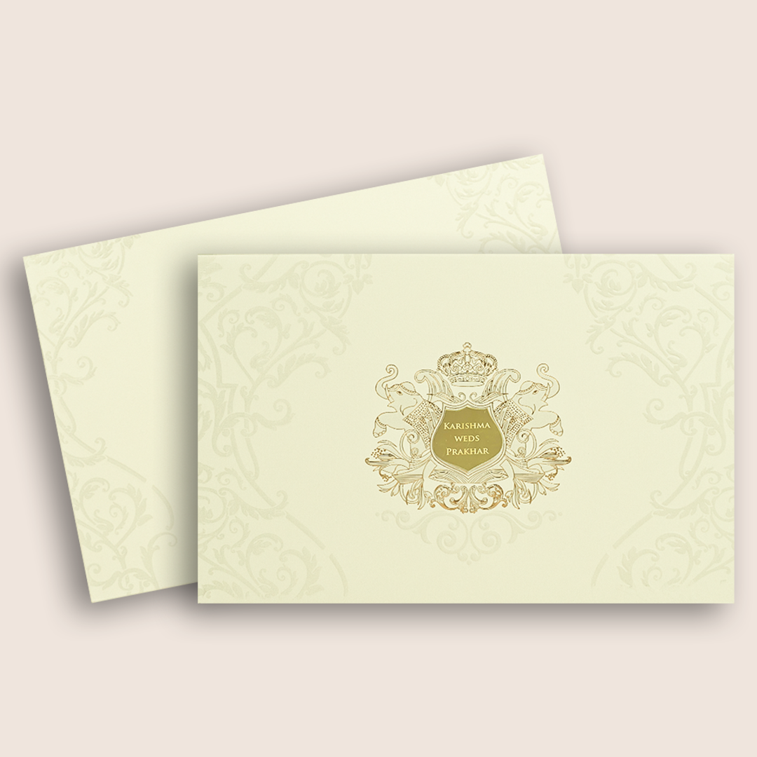 Cream Embossed Floral Padded Marriage Card - KPR010360