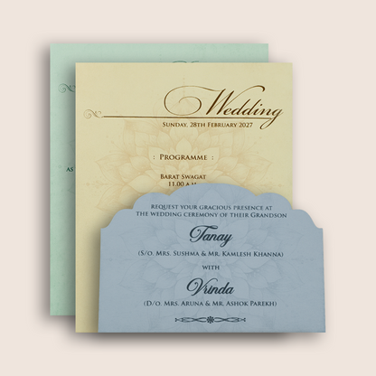 Peach Floral Door Style Wedding Card - KPR07230