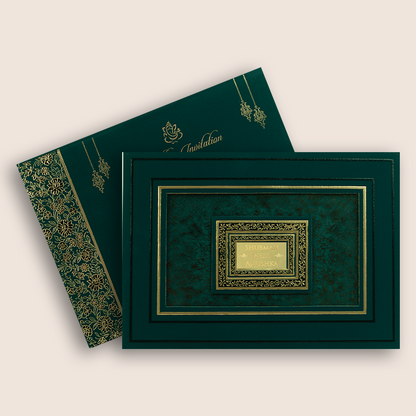 Teal Blue Floral Padded Wedding Invitation - KRB10451