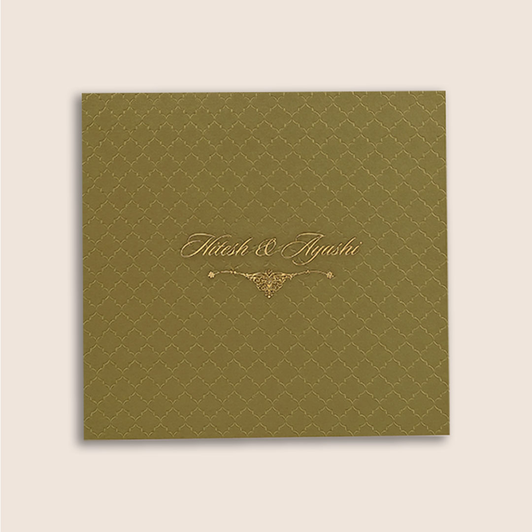 Pastel Brown Floral Padded Wedding Card - KPR020130
