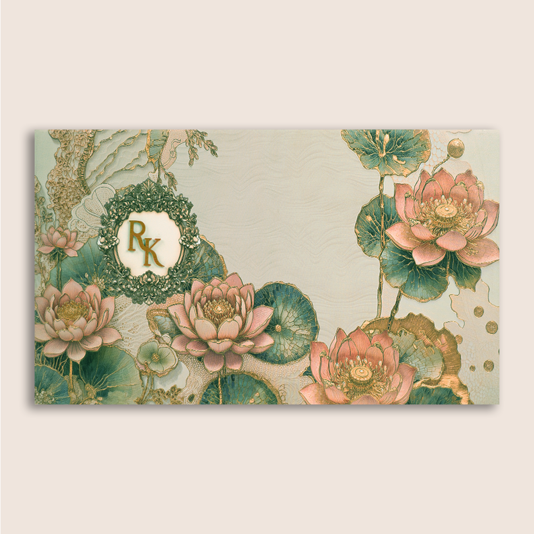 Grey Lotus Floral Padded Bag Style Invitation Card - KPR024720