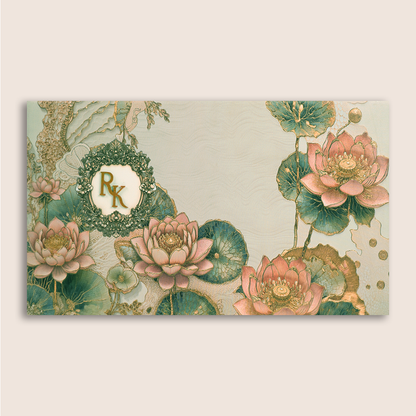 Grey Lotus Floral Padded Bag Style Invitation Card - KPR024720