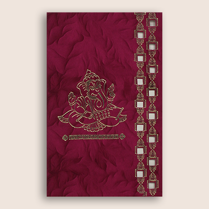 Maroon Ganesha Wedding Card - KNPD1664