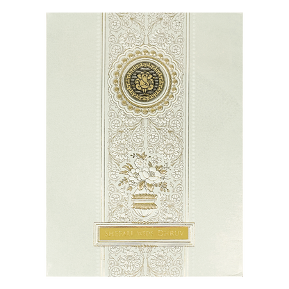 White Ganesha Floral Padded Wedding Card-KRE28220